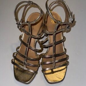 Seychelles Metallic Gold Multi-Strap Heeled Sandals